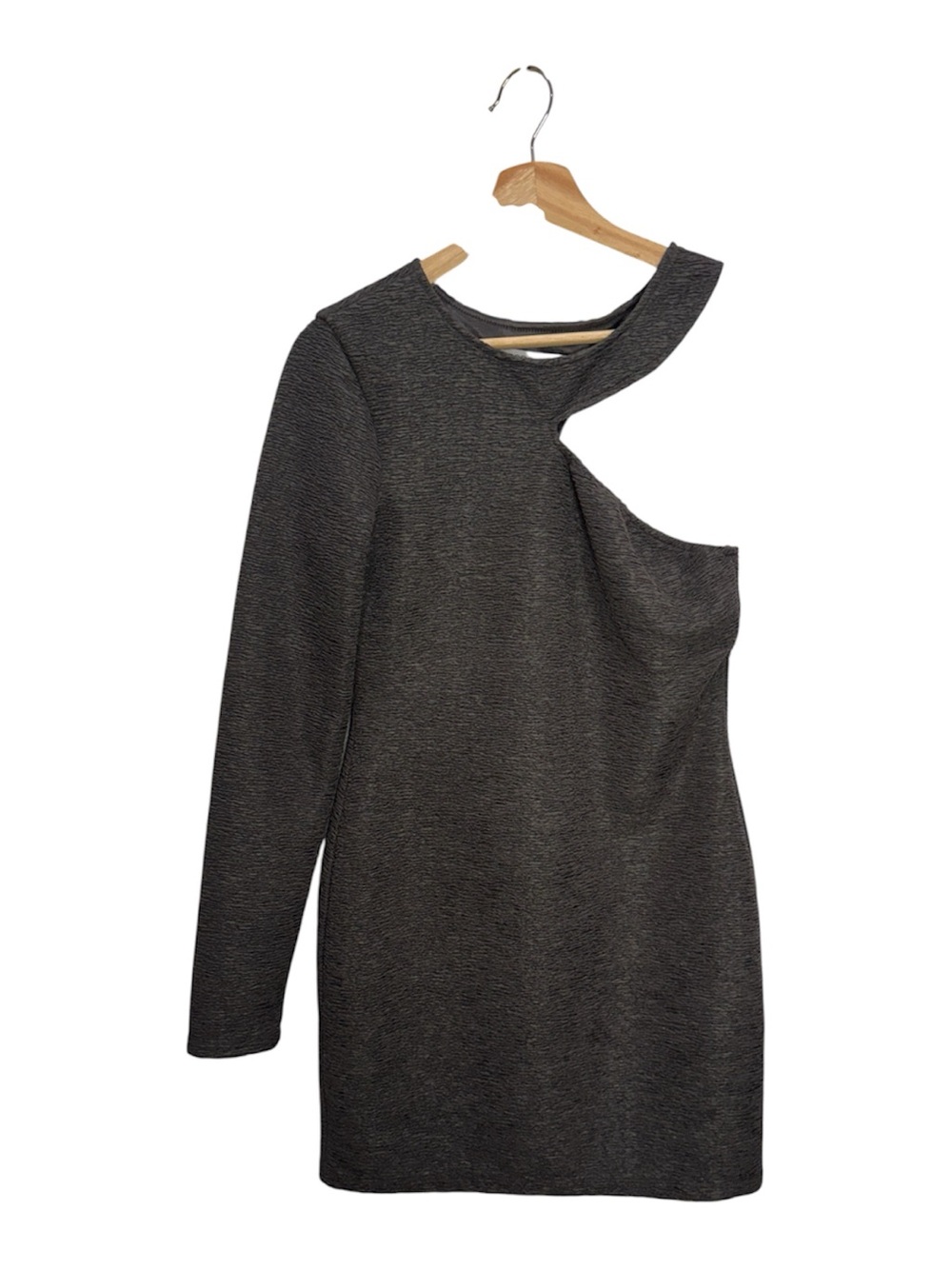 BCBGeneration Cutout Mini Dress Gray Textured One Sleeve Size S Orig $98